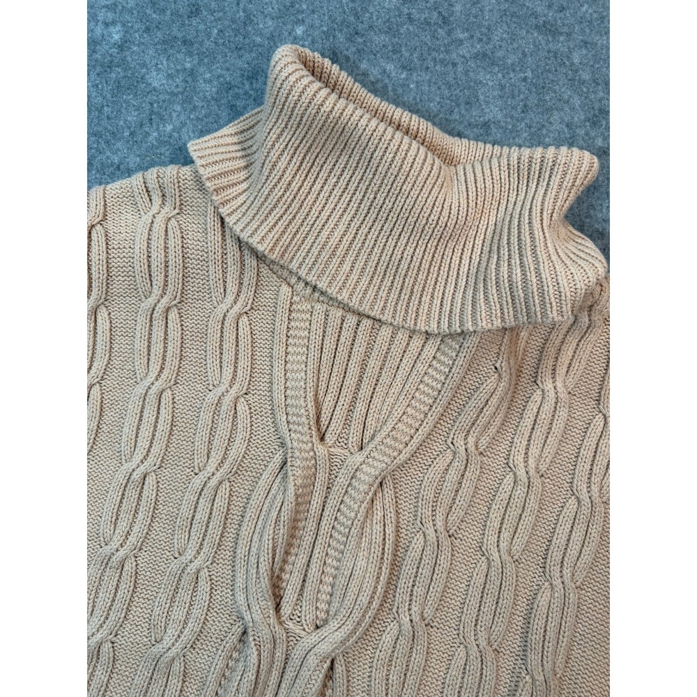 Talbots Tan Cable Knit‎ Turtleneck Sweater Vest Womens Small Camel Sleeveless